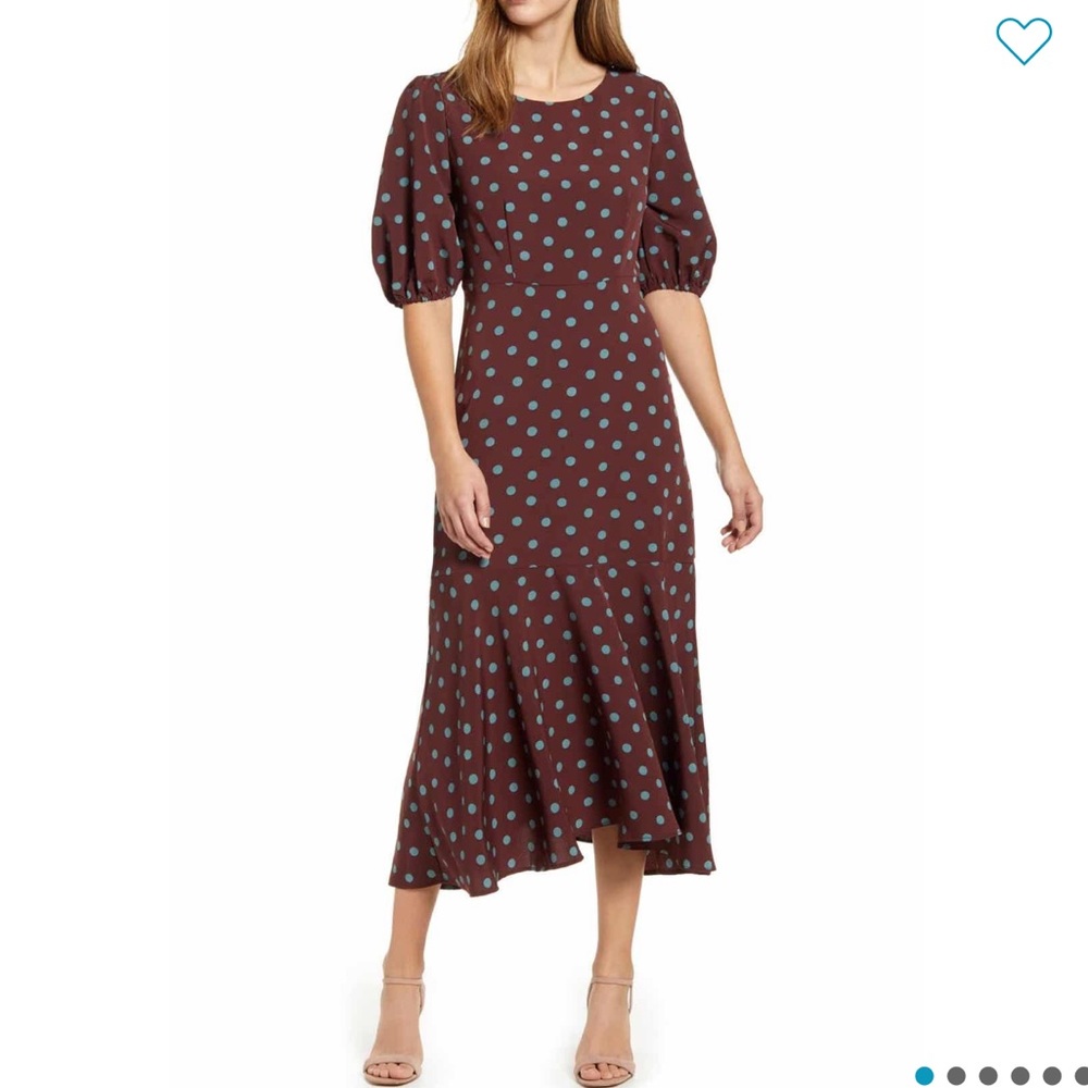 NWT BOBEAU Dora Woven Polka Dot Midi Dress